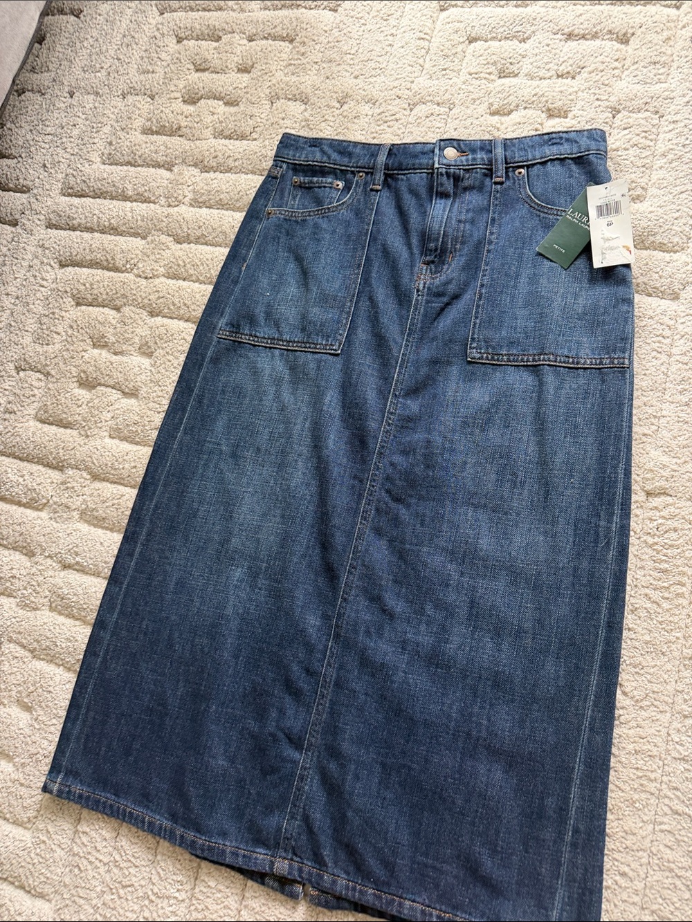 Lauren Ralph Lauren Indigo Denim A-Line Midi Skirt